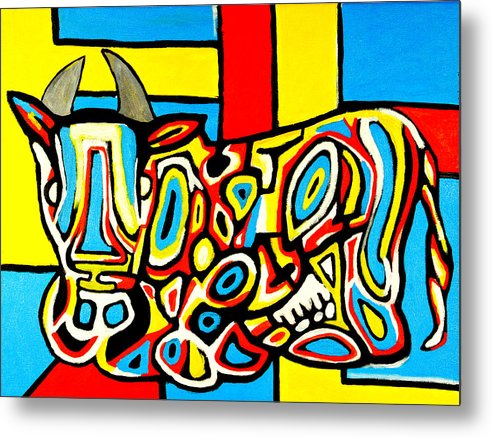 Haring's Cow - Metal Print