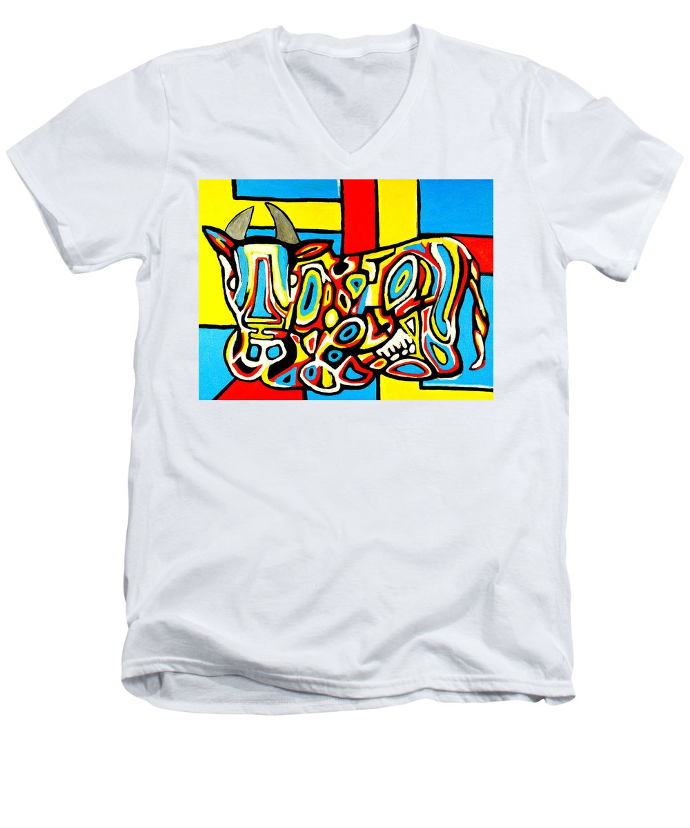 Haring's Cow - Men's V-Neck T-Shirt