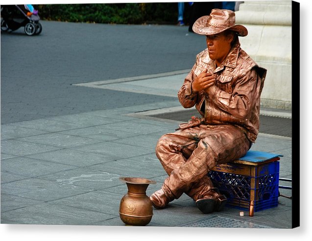 Man Painted In Copper - Canvas Print