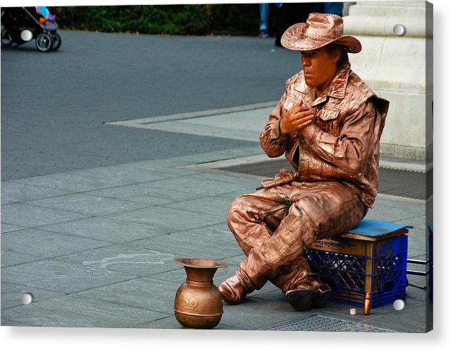 Man Painted In Copper - Acrylic Print