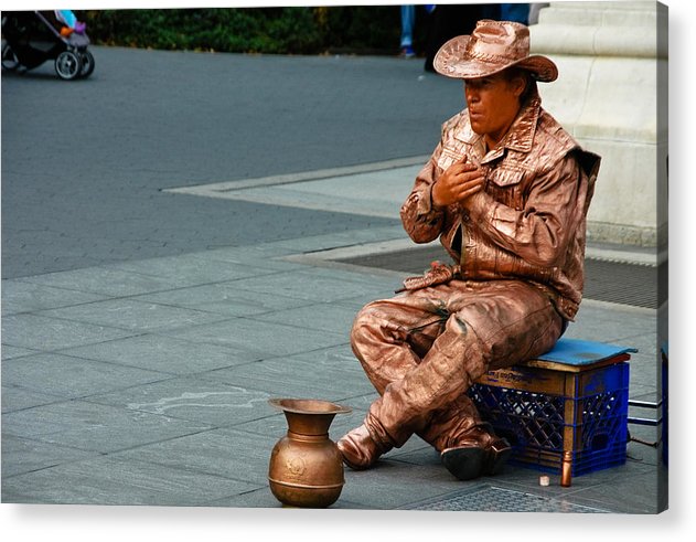 Man Painted In Copper - Acrylic Print