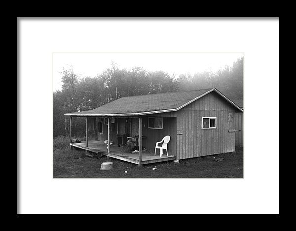 Misty Morning At The Cabin - Framed Print