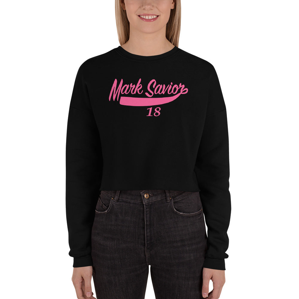 Mark Savior Hot Pink Text Crop Sweatshirt