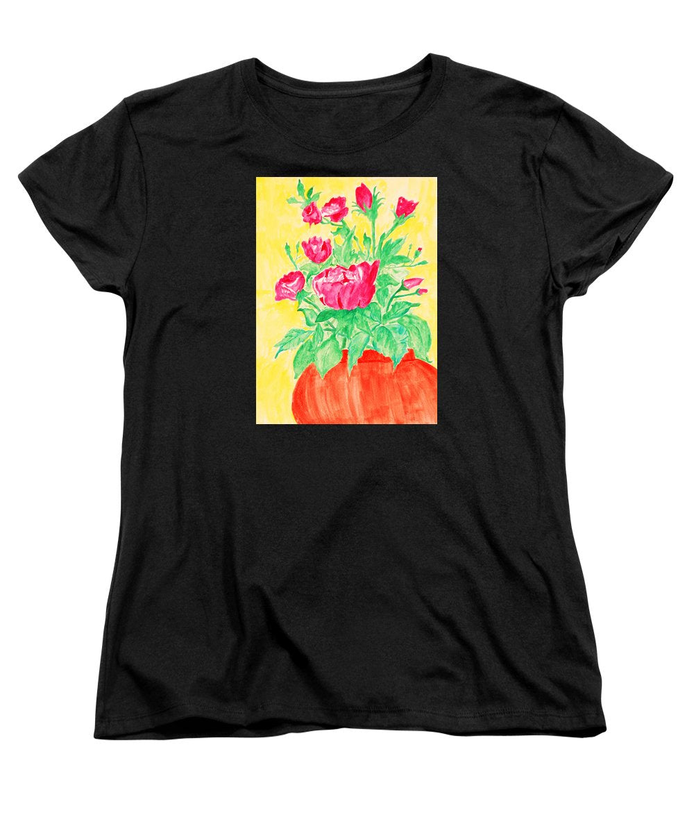 Red Flowers in a Brown vase - Women's T-Shirt (Standard Fit)